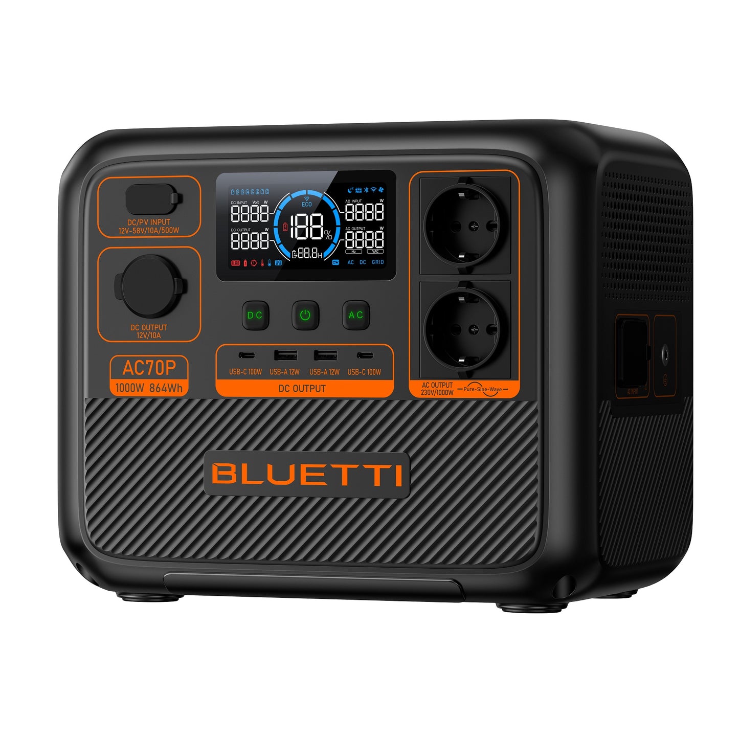 BLUETTI Premium AC70P Portable Power Station |  1000W AC Outlet 864Wh