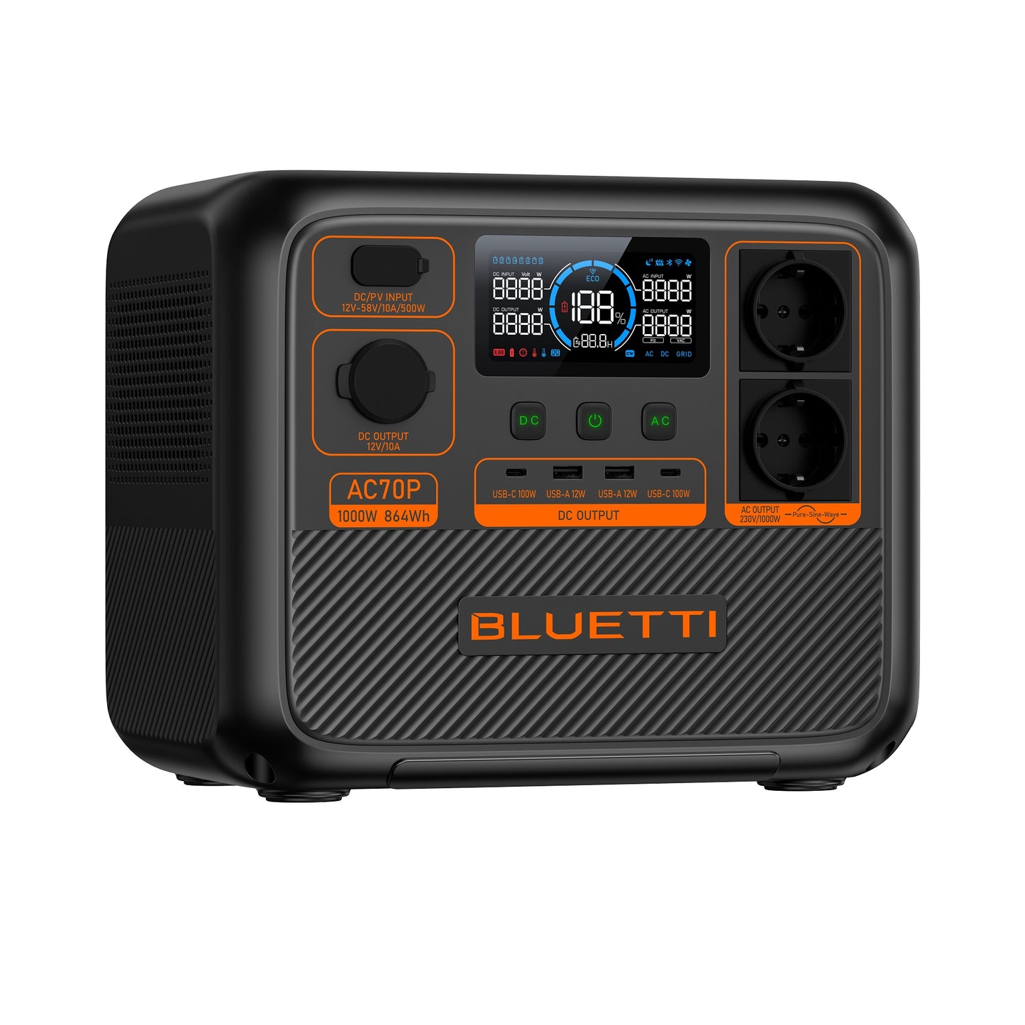 BLUETTI Premium AC70P Portable Power Station |  1000W AC Outlet 864Wh
