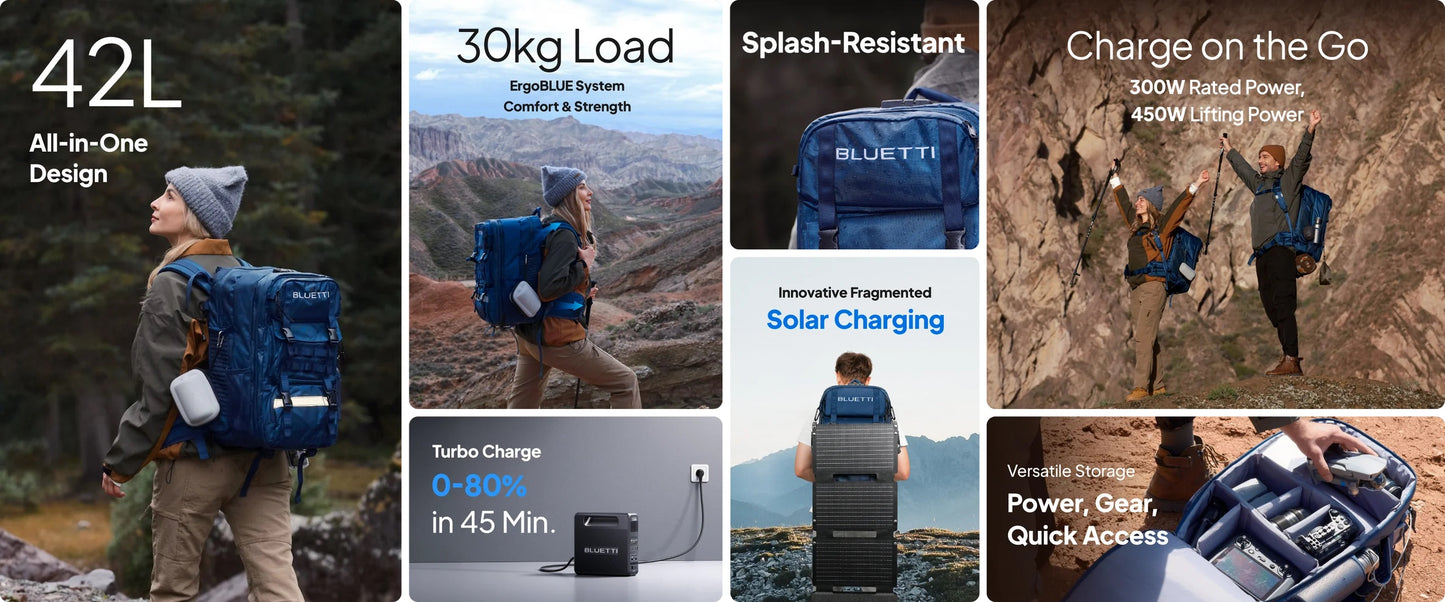 BLUETTI Handsfree 1 Portable Backpack Power Station |  300W AC Outlet 268.8Wh