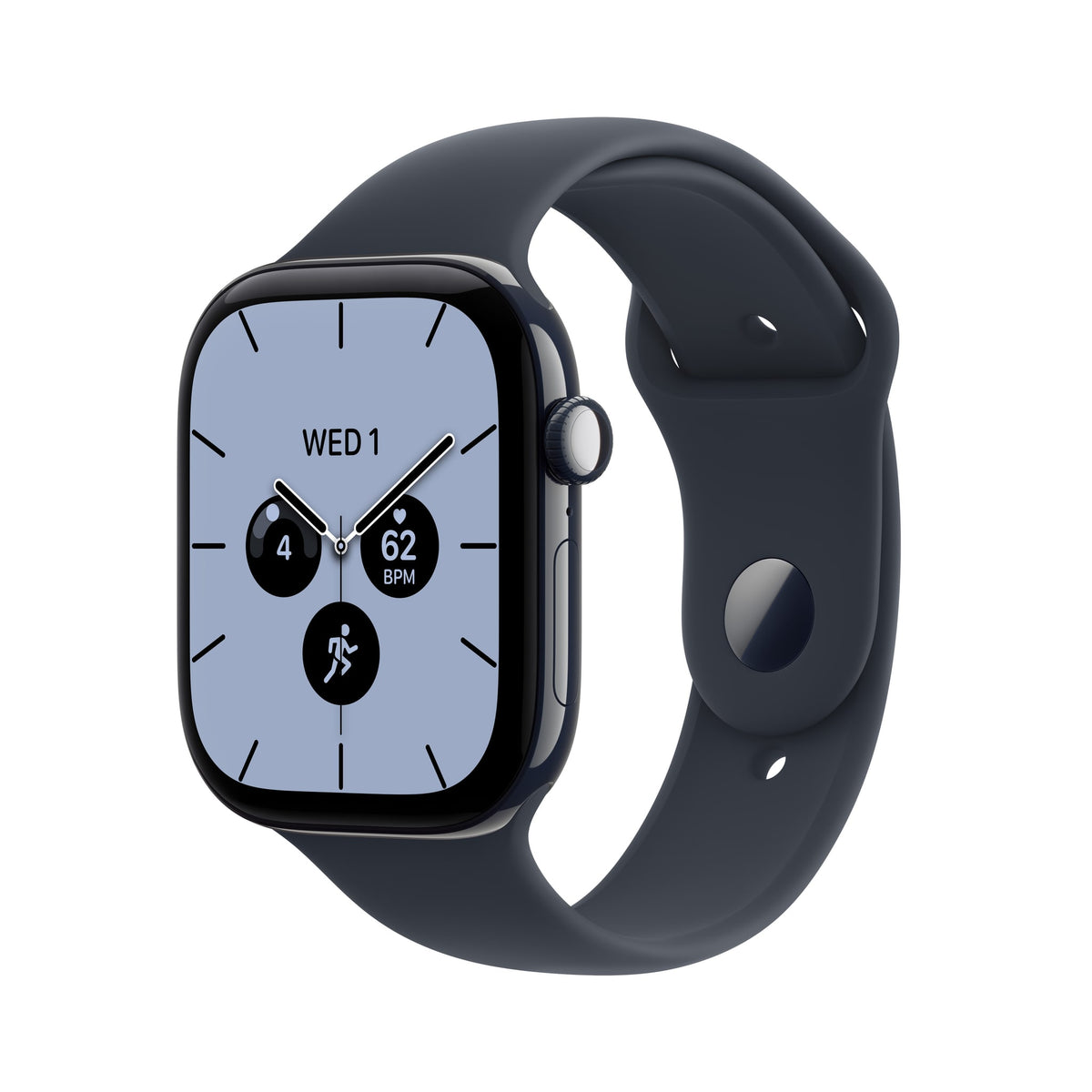 Μπροστινή όψη με λουράκι, 46mm GPS + Cellular Night Blue Ceramic Sport Band Navy Blue