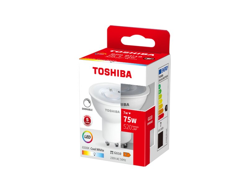 TOSHIBA LED GU10 7W 6500K DIMMABLE