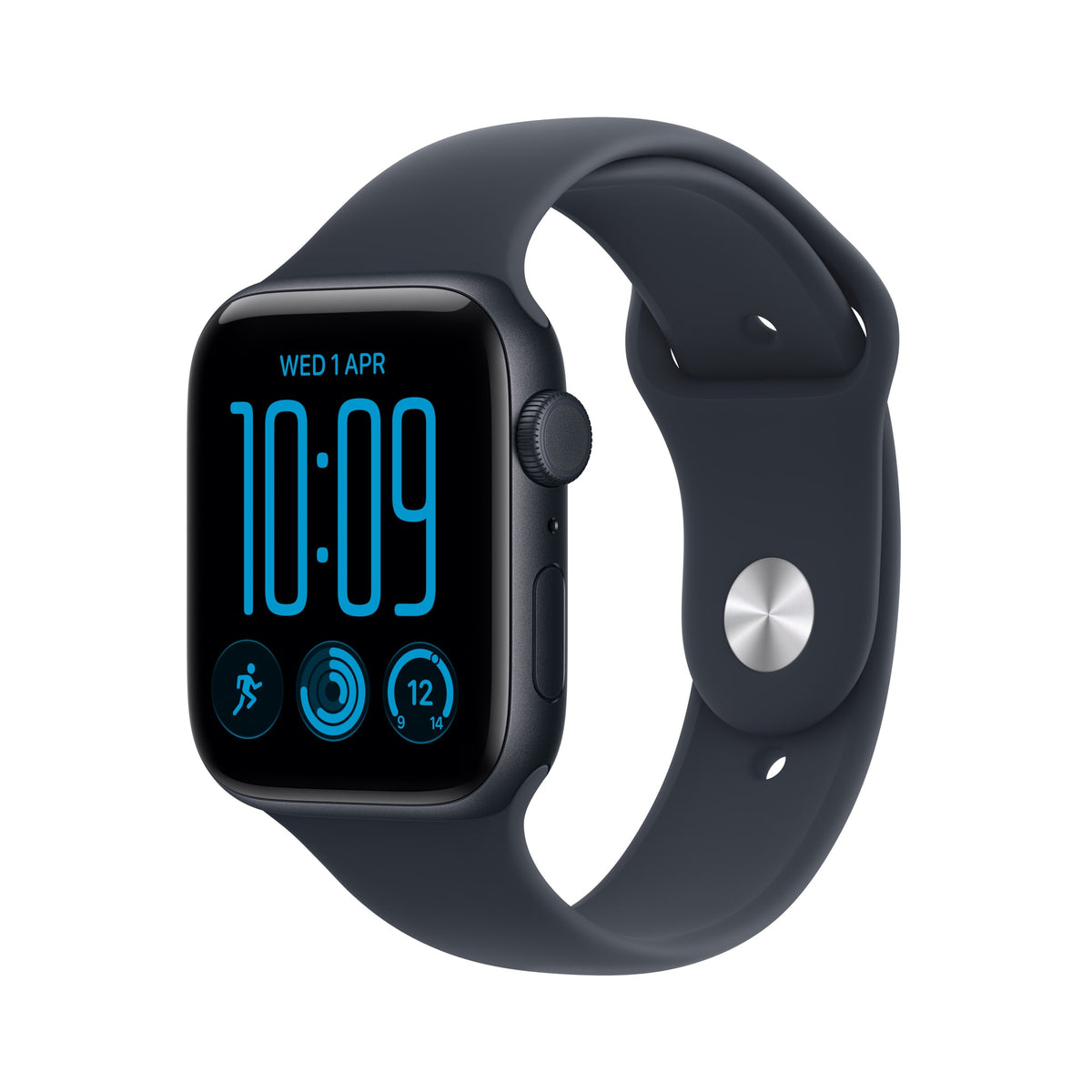 Μπροστινή όψη με λουράκι, 44mm GPS + Cellular Midnight Aluminum Sport Band Navy Blue