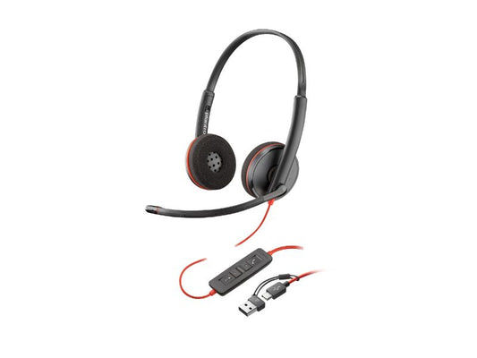 Poly Blackwire 3220 Stereo USB-C Headset +USB-C/A Adapter — 93S87AA