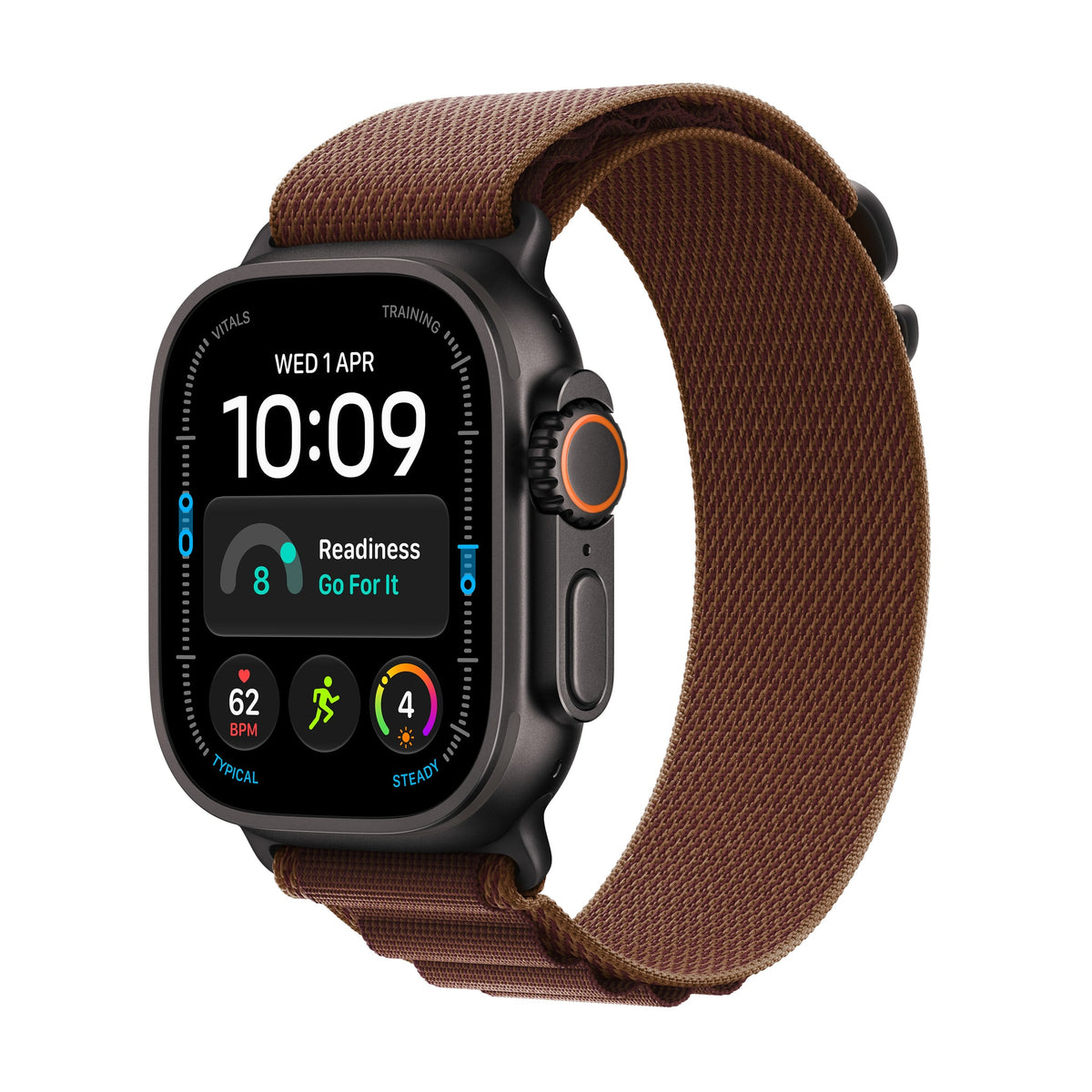 Μπροστινή όψη με λουράκι, 49mm GPS + Cellular Black Titanium Alpine Loop Burgundy