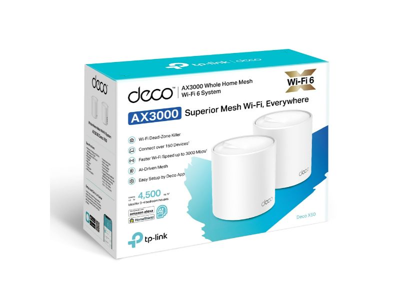 TP-Link AX3000 Whole Home Mesh WiFi6 3? Gigabit Ports (2-pack) (Deco X50)
