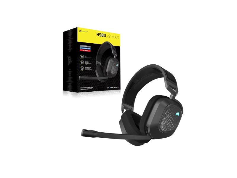 CORSAIR Headset HS80 MAX v2 Wireless (Dolby Atmos, RGB, Steel Grey)