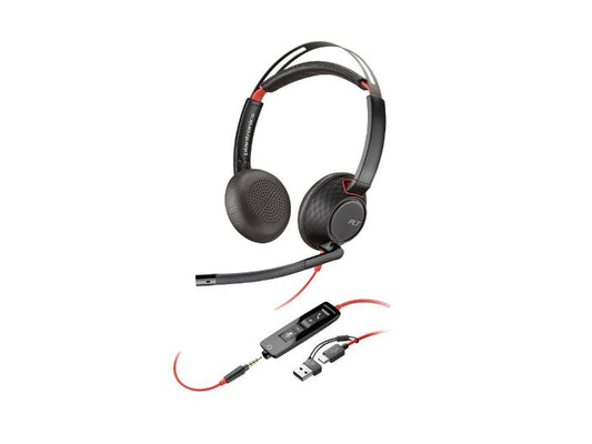 Poly Blackwire 5220 Stereo USB-C Headset +3.5mm Plug +USB-C/A Adapter (8X231AA)