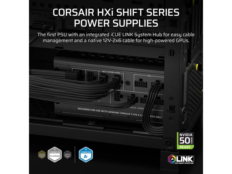 CORSAIR PSU HX1000i Shift (Cybenetics Platinum, Fully Modular, Digital)