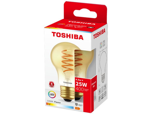 TOSHIBA LED FILAMENT SPIRAL AMBER A60 E27 4.5W 2200K