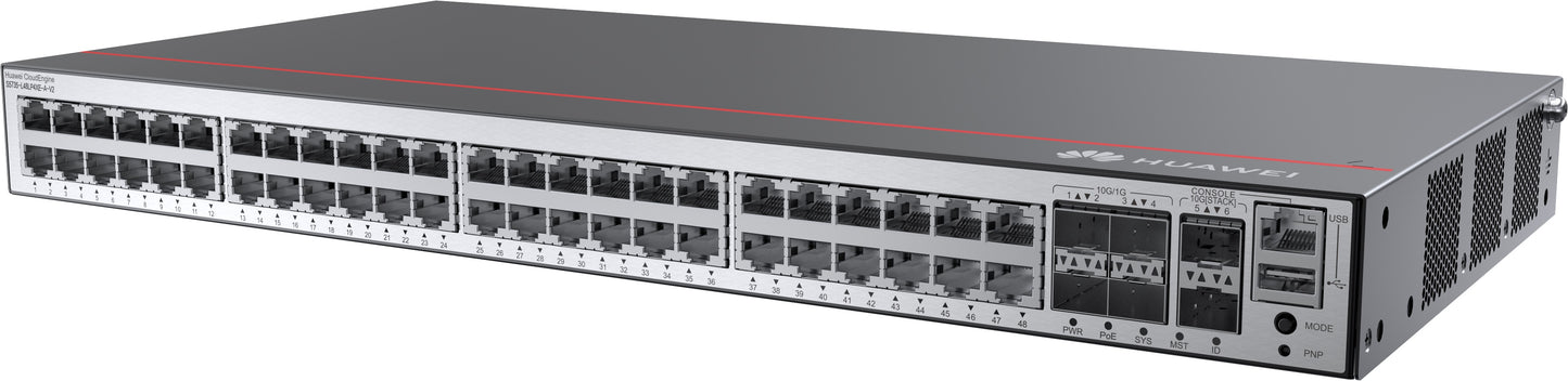 HUAWEI S5735-L48LP4XE-A-V2 (48*10/100/1000BASE-T ports |  4*10GE SFP+ ports |  2*12GE stack ports |  PoE+ |  AC power)