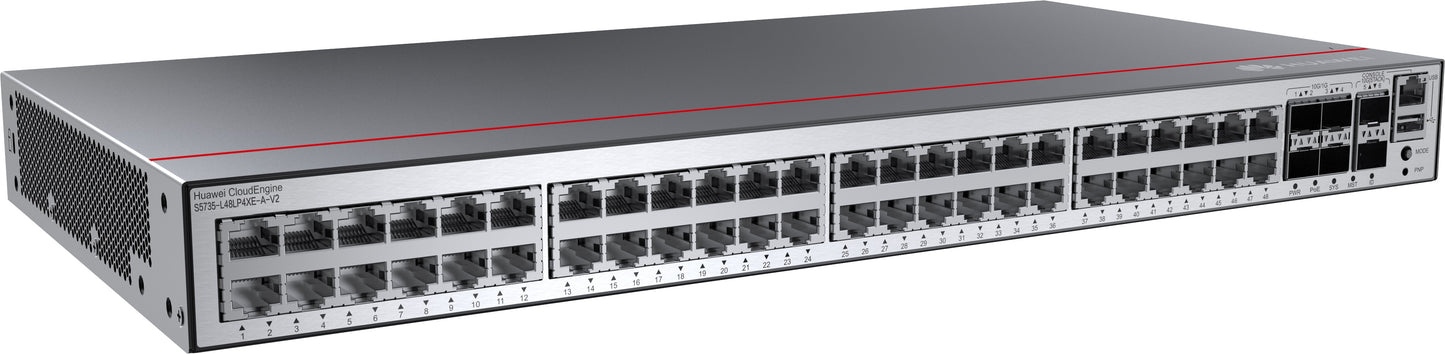 HUAWEI S5735-L48LP4XE-A-V2 (48*10/100/1000BASE-T ports |  4*10GE SFP+ ports |  2*12GE stack ports |  PoE+ |  AC power)