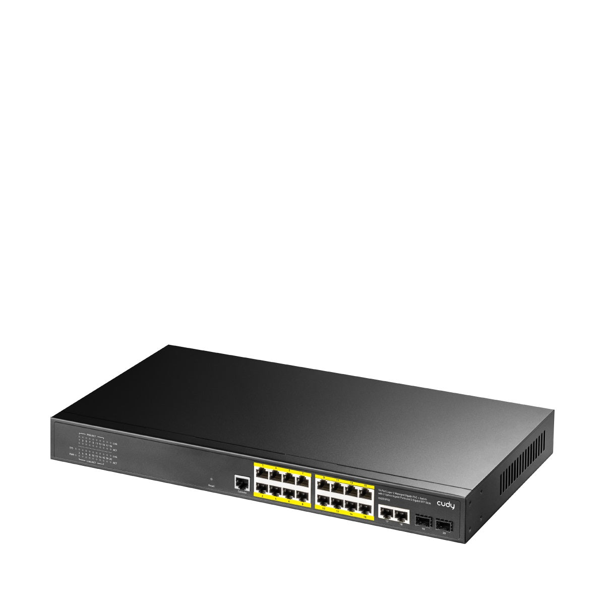CUDY Switch GS2018PS2 16-GbE PoE L2 Managed with 2-GbE and 2-SFP