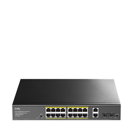CUDY Switch GS1018PS2 16-GbE PoE with 2 Uplink GbE and 2 Uplink SFP