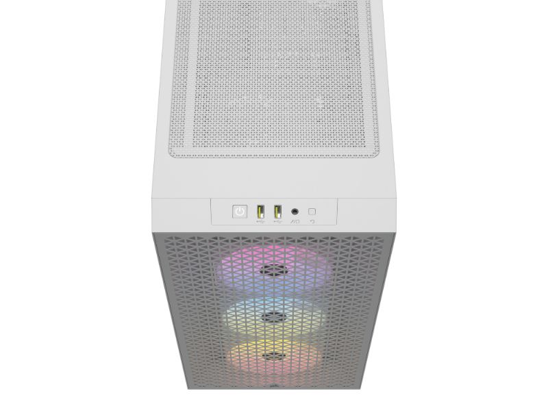 Corsair Mid Tower ATX Case 3000D RGB Airflow Windowed Tempered Glass — White — CC-9011256-WW