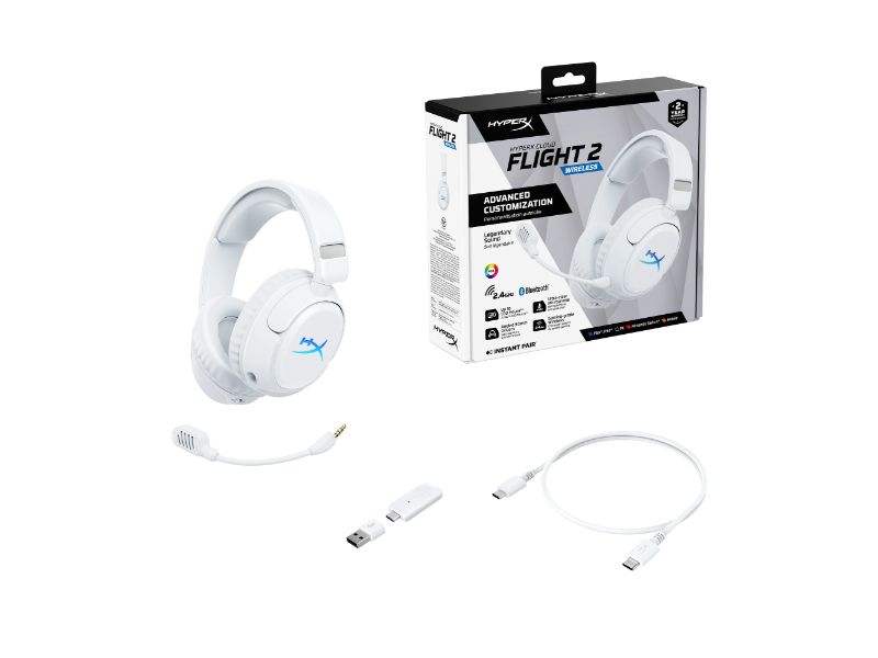 HyperX Cloud Flight 2 Wireless Over Ear Gaming Headset White — B5VC5AA
