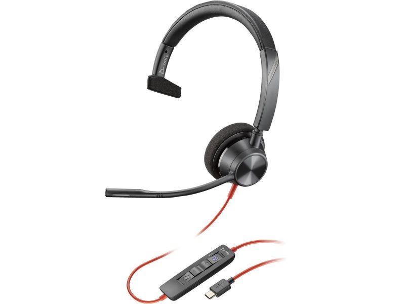 Poly Blackwire 3310 Headset Monaural Microsoft Teams Certified USB-C +USB-C/A Adapter — 8X216AA