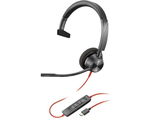 Poly Blackwire 3310 Headset Monaural Microsoft Teams Certified USB-C +USB-C/A Adapter — 8X216AA