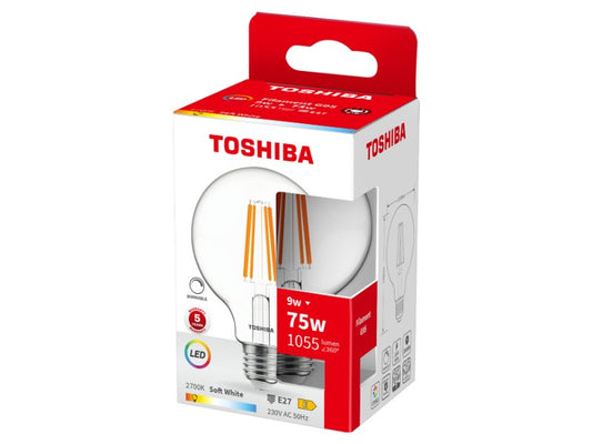 TOSHIBA LED FILAMENT G95 E27 9W 2700K DIMMABLE