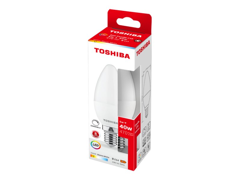 TOSHIBA LED C35 E14 5W 3000K DIMMABLE