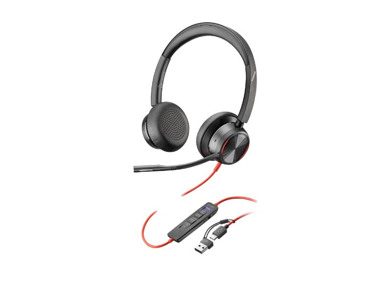 Poly Blackwire 8225 Stereo Microsoft Teams Certified USB-C Headset +USB- C/A Adapter (8X225AA)