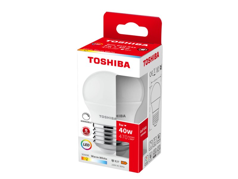 TOSHIBA LED G45 E27 5W 3000K DIMMABLE