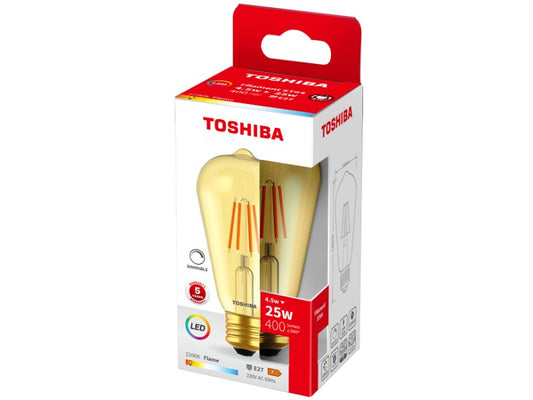TOSHIBA LED FILAMENT AMBER ST64 E27 4.5W 2200K DIMMABLE