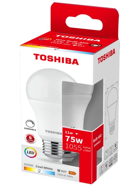TOSHIBA LED A60 E27 11W 6500K DIMMABLE