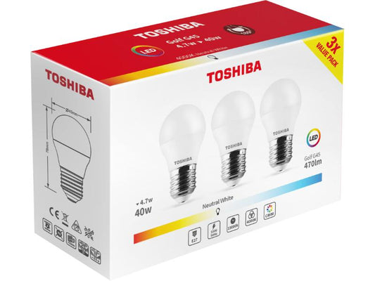 TOSHIBA LED 3PACK G45 E27 4.7W 4000K