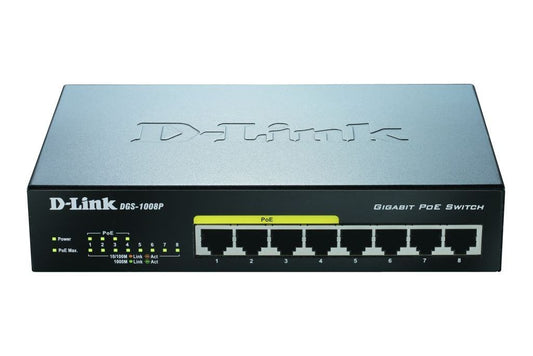 D-LINK SWITCH DGS-1008P 8-port 10/100/1000Mbps 4 PoE Ports