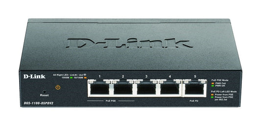 D-LINK DGS-1100-05PDV2 SMART 5 PORT  |  2 x POE PORTS