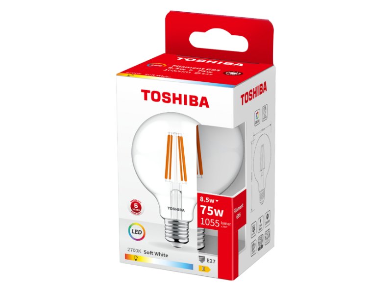TOSHIBA LED FILAMENT G95 E27 8.5W 2700K