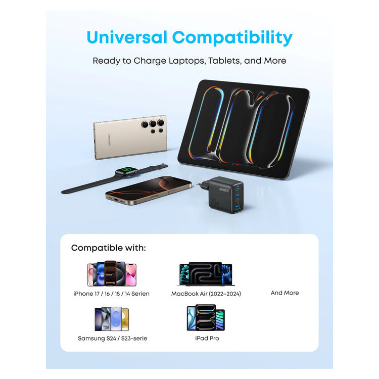 ANKER ZOLO CHARGER 70W, 4-PORT, PD 3.0 BLACK