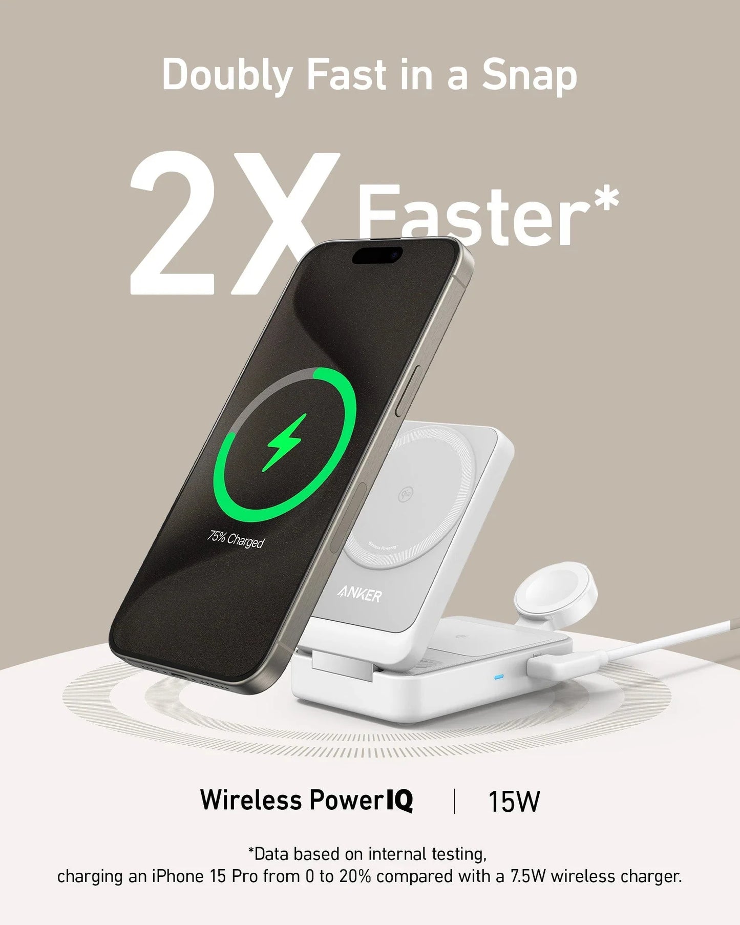 ANKER MAGGO WIRELESS 3 IN 1 CHARGER 15W FOLDABLE