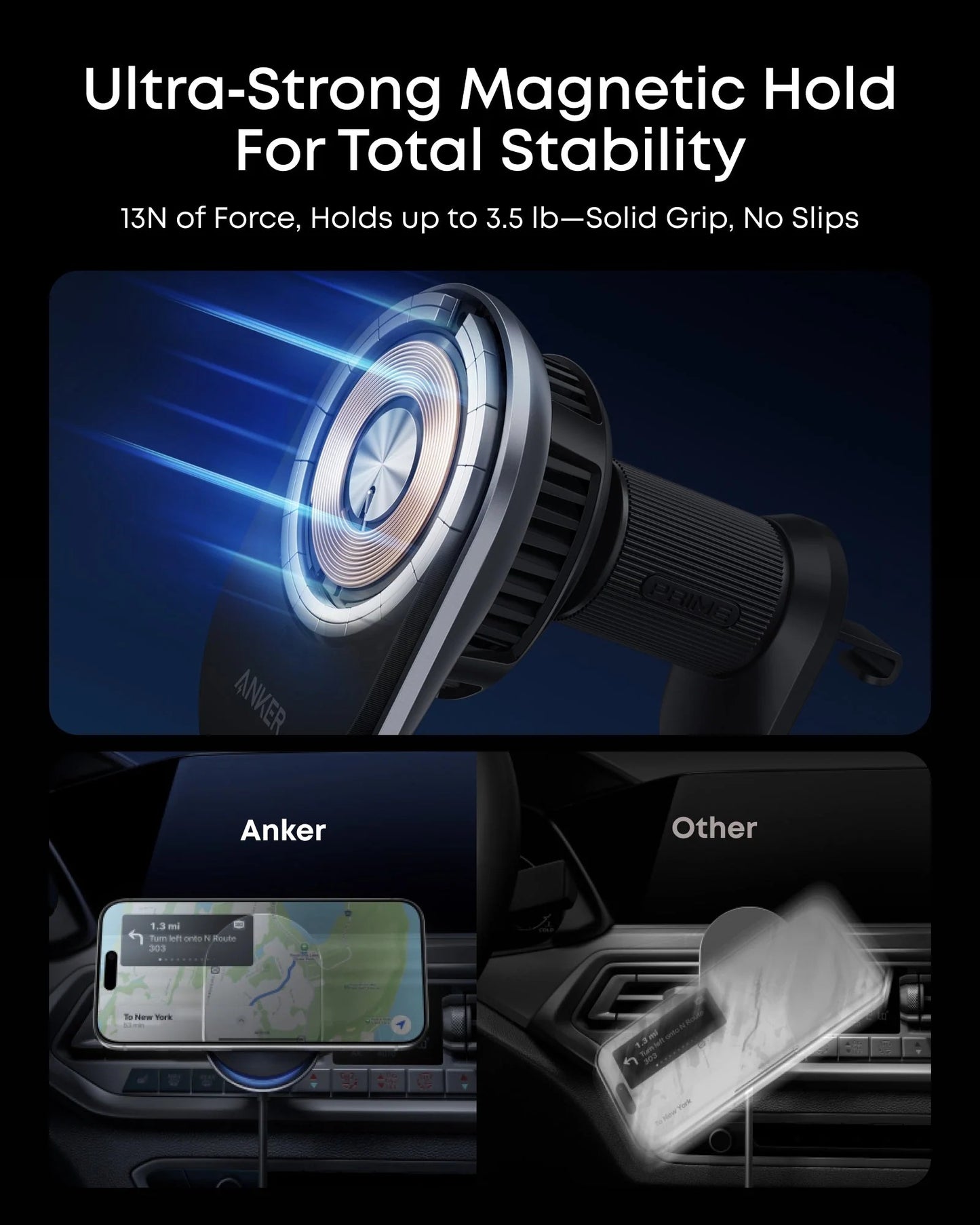 ANKER PRIME WIRELESS CAR CHARGER MAGGO BLACK