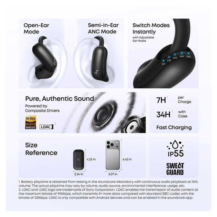 ANKER SOUNDCORE AEROFIT 2 PRO EARPHONES BLACK