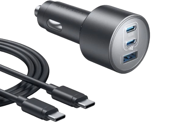 ANKER CAR CHARGER 3 PORT 167 | 5W WITH 1m CABLE