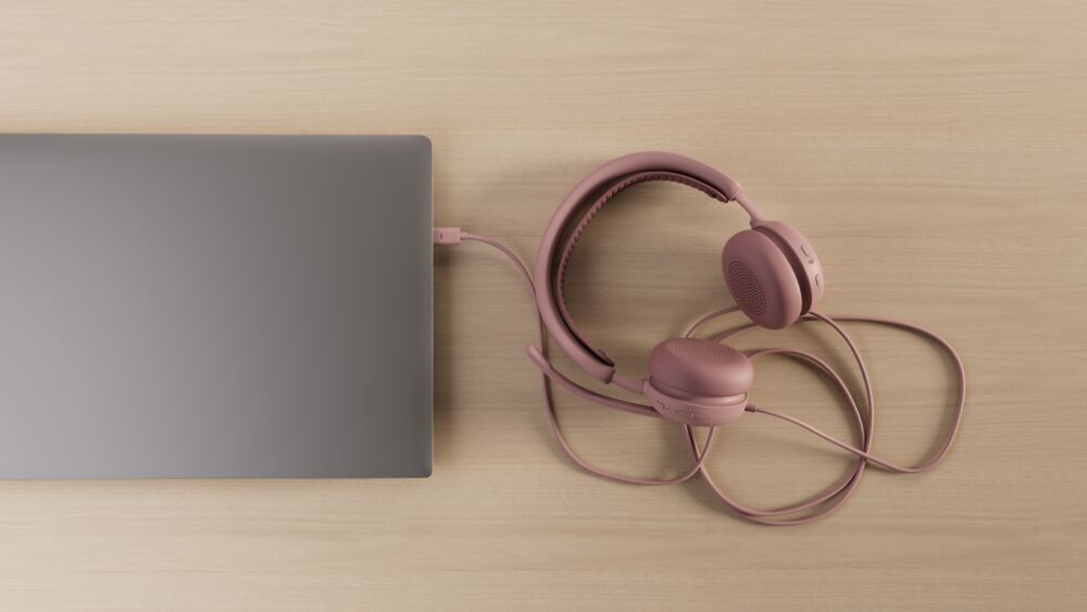 LOGITECH Headset Wired Zone 2 For Business USB Type C Rose — Teams Version