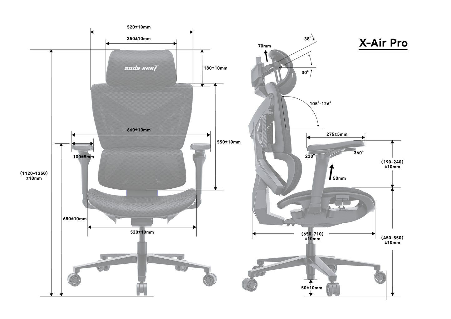 ANDA SEAT Gaming Chair X-AIR PRO XL GREY
