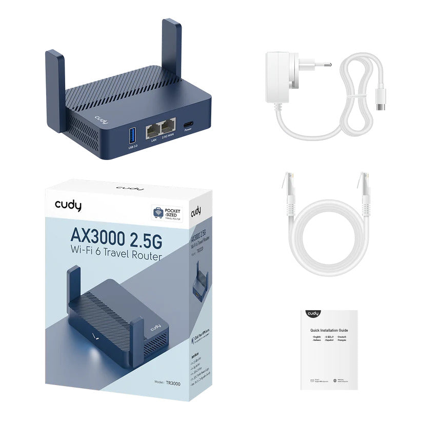 CUDY TR3000 2.5G Wi-Fi 6 Mini VPN AX3000 Router