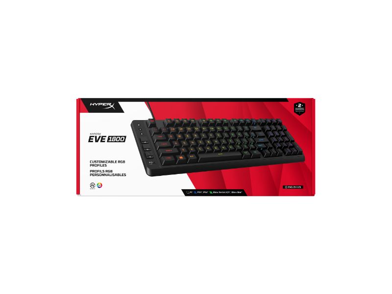 HyperX Eve 1800 Membrane Compact Gaming Keyboard RGB (US Layout) — Black — B7JE0AA