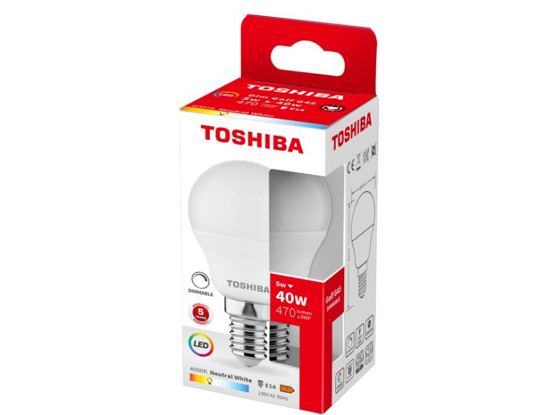 TOSHIBA LED G45 E14 5W 4000K DIMMABLE