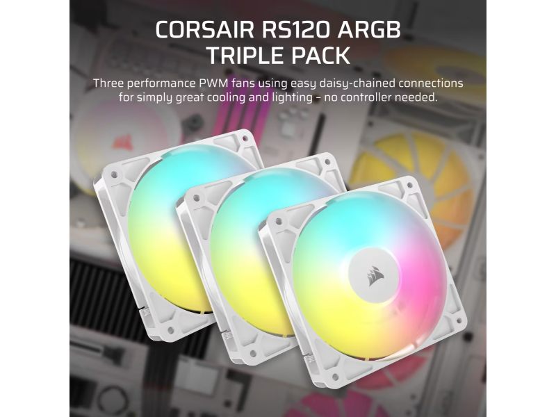 CORSAIR Fan RS120 ARGB (Triple Pack,WH)