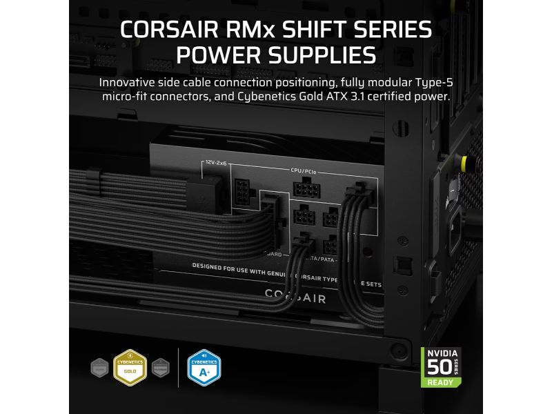 CORSAIR PSU RM850x Shift (Cybenetics Gold, Fully Modular)