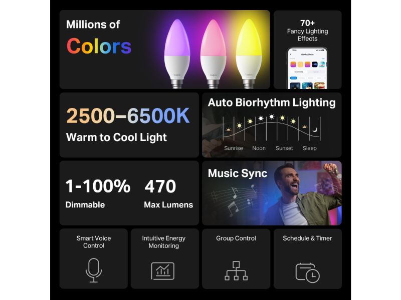 TP-Link Tapo L430C Smart Light Bulb Multicolor (Tapo L430C(4-PACK))