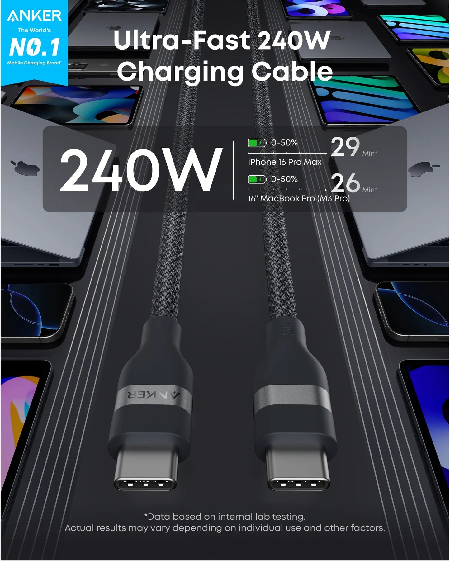 ANKER USB-C TO USB-C CABLE 240W BRAIDED 1.8 BLK