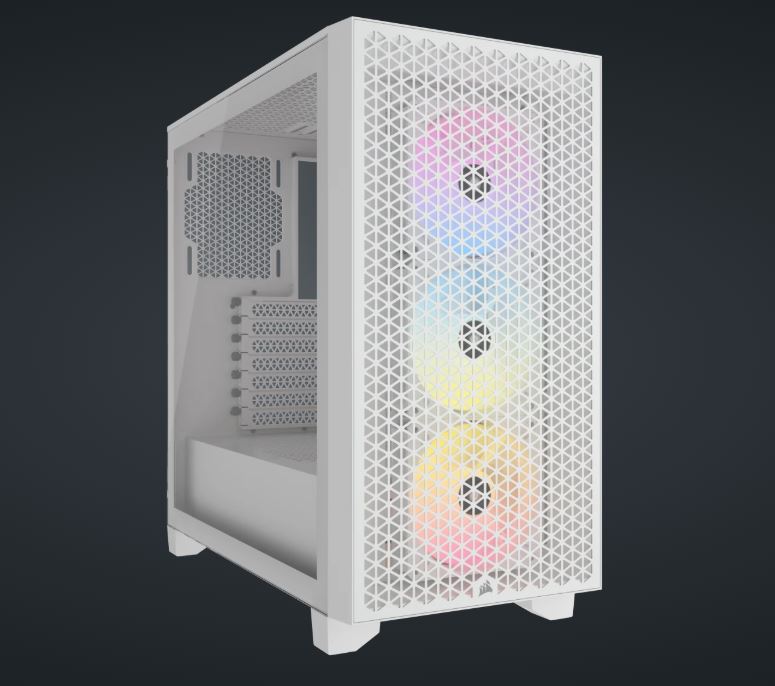 Corsair Mid Tower ATX Case 3000D RGB Airflow Windowed Tempered Glass — White — CC-9011256-WW