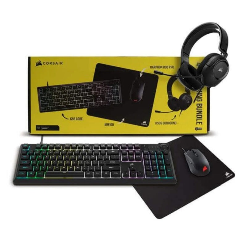 CORSAIR Bundle HS35v2 7.1, K55 Core, H Pro, MM100 — CH-9226F65-NA